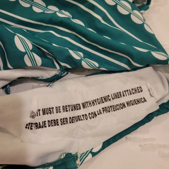 Kona Sol 2 Piece Bikini Green and White Retro Swimsuit Size Medium NWT - Picture 7 of 7
